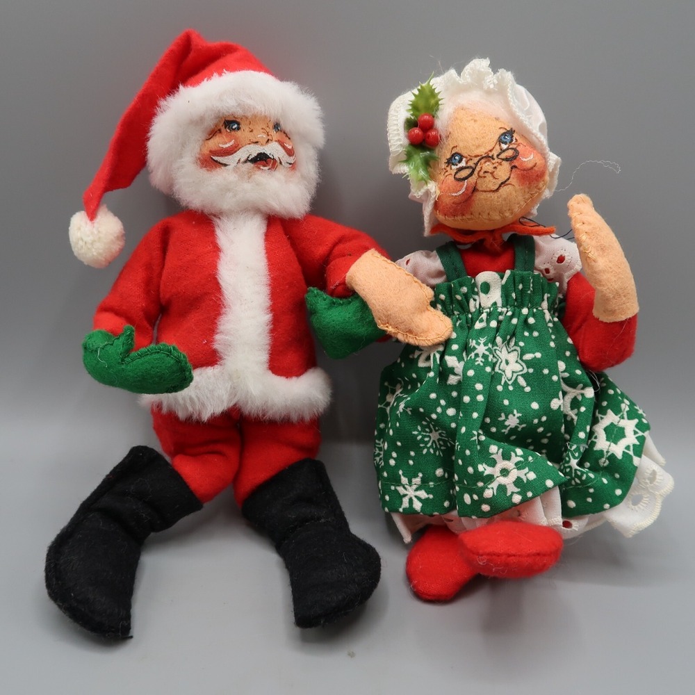 Annlee Mr. & Mrs. Santa Claus Christmas Mobilitee 2 Dolls 12"‎ Tall Vintage 1988